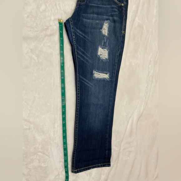 Velvet Heart Distressed Dark Blue Cropped Boyfriend Jean Size 28 - Picture 7 of 7